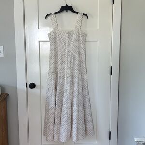 Sezane “Rama” dress in mili print.